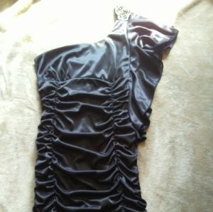 Black one shoulder (beaded) cocktail dress